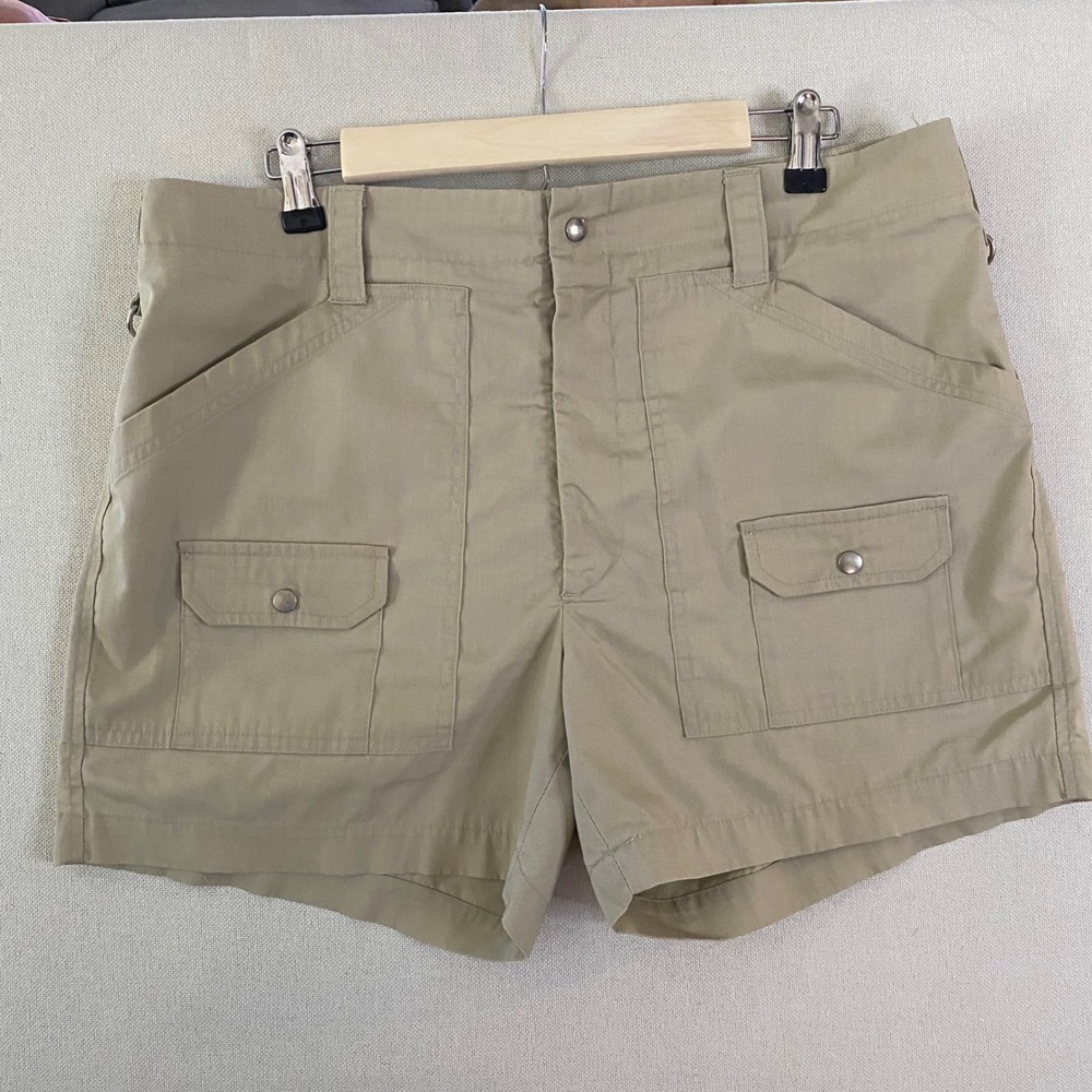 Vintage Mighty-Mac Mate Mens Tan Khaki Utility Cargo Shorts Size 36 Made in USA